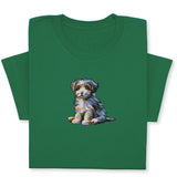Cute Puppy Embroidered T-Shirt, Colorful Dog Lover Gift, Whimsical Pet Design Tee, Playful Animal Embroidery, Cozy Outfit for Dog