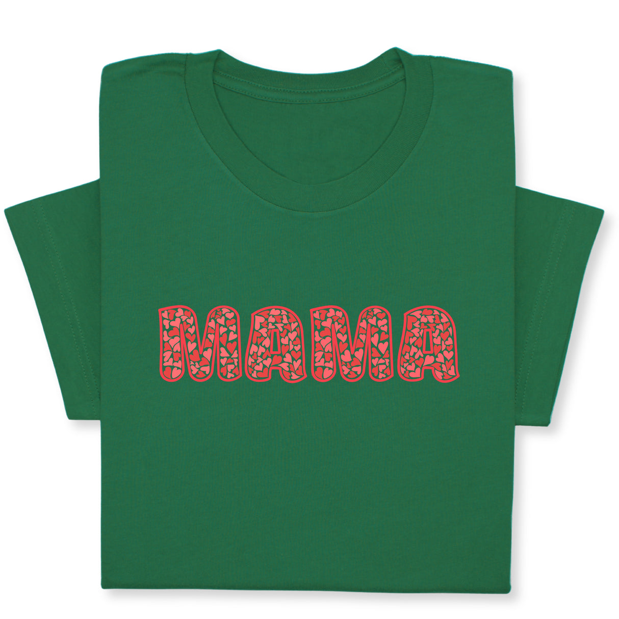 MAMA Print T-Shirt, Bold Red Heart Pattern Design, Cute Graphic Tee for Mom, Mother's Day Gift, Whimsical Mama Shirt for Her
