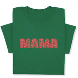 MAMA Print T-Shirt, Bold Red Heart Pattern Design, Cute Graphic Tee for Mom, Mother's Day Gift, Whimsical Mama Shirt for Her