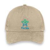 Florida Turtle Embroidered Hat, Sea Life Beach Cap, Unisex Coastal Gift, Vacation Souvenir Baseball Hat, Nature-Inspired Design