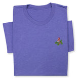 Christmas Bird Embroidered T-Shirt, Festive Robin Tee with Santa Hat, Cute Holiday Nature Shirt, Cozy Minimalist Xmas Gift for Bird Lovers