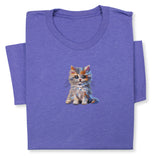 Cute Cat Embroidered T-Shirt, Colorful Kitty Design Tee, Whimsical Animal Lover Gift, Cozy Outfit, Furry Pet Embroidery for Cat Lovers