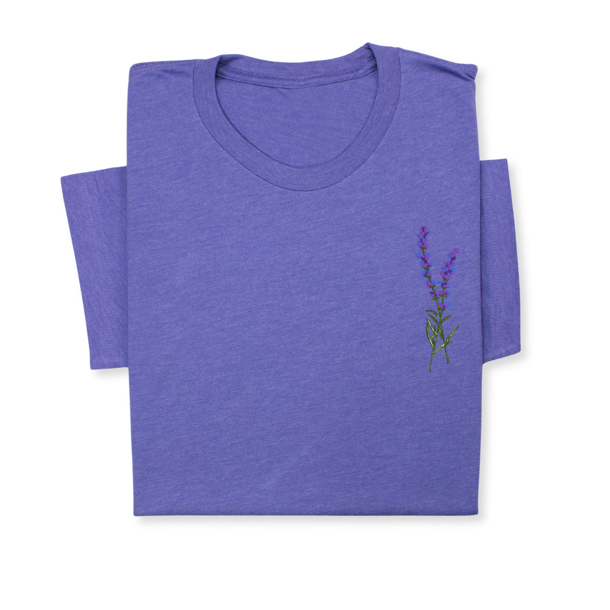 Lavender Embroidered T-Shirt, Minimalist Botanical Shirt, Floral Gift for Her, Nature Inspired Tee, Delicate Flower Embroidery