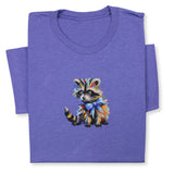 Colorful Raccoon Embroidered T-Shirt, Whimsical Animal Design Tee, Cute Pet Lover Gift, Fun Nature Inspired Shirt, Playful Bowtie Aesthetic