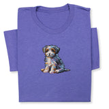 Cute Puppy Embroidered T-Shirt, Colorful Dog Lover Gift, Whimsical Pet Design Tee, Playful Animal Embroidery, Cozy Outfit for Dog