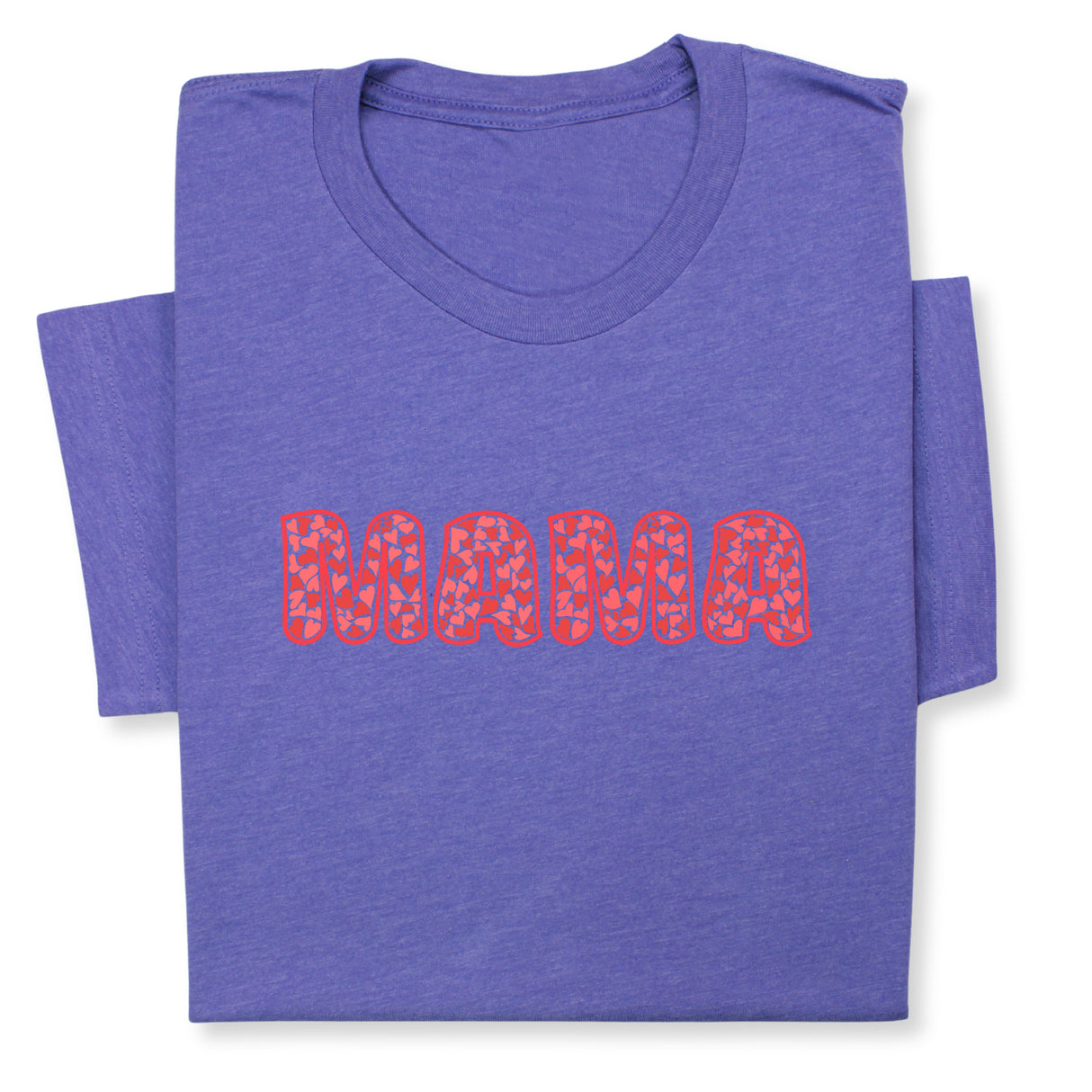 MAMA Print T-Shirt, Bold Red Heart Pattern Design, Cute Graphic Tee for Mom, Mother's Day Gift, Whimsical Mama Shirt for Her