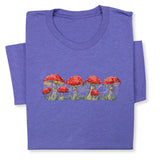 Red Mushrooms Embroidered T-Shirt, Whimsical Amanita Design, Unique Nature-Inspired Tee, Perfect Gift for Mushroom Lovers!