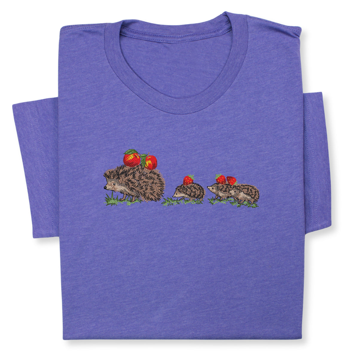 Embroidered Hedgehog Family T-Shirt, Cute Animal Nature Lover Gift