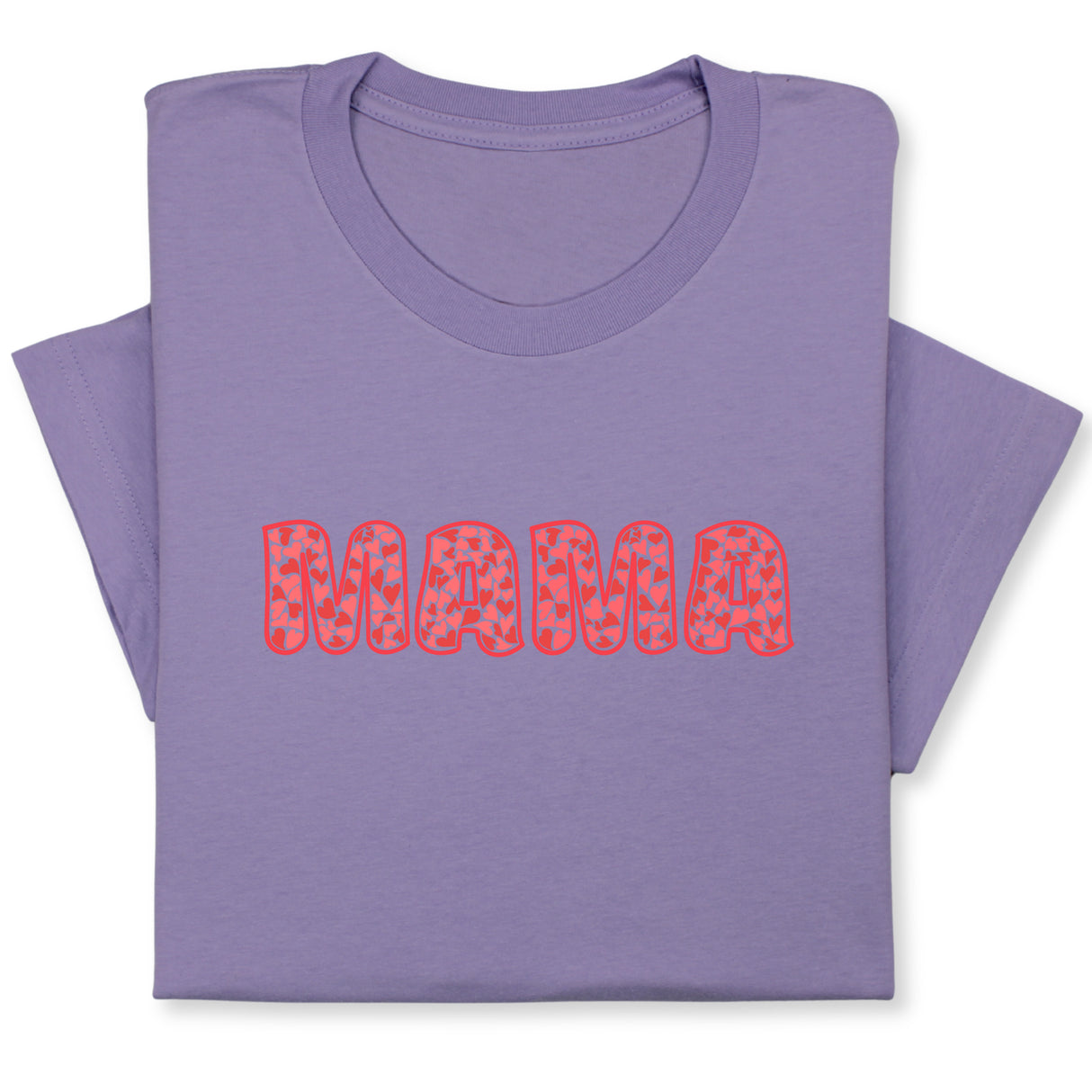 MAMA Print T-Shirt, Bold Red Heart Pattern Design, Cute Graphic Tee for Mom, Mother's Day Gift, Whimsical Mama Shirt for Her