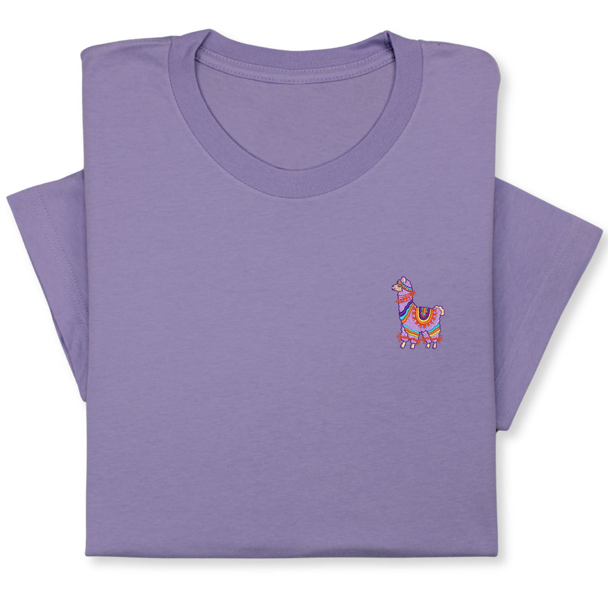 Colorful Llama Embroidered T-Shirt, Cute Alpaca Graphic Tee, Boho Animal Shirt, Fun Andean Wildlife Gift for Her & Him, Festival Style Top