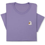 Halloween Ghost T-Shirt with Pumpkin, Cute Spooky Embroidered Tee for Fall & Halloween Season