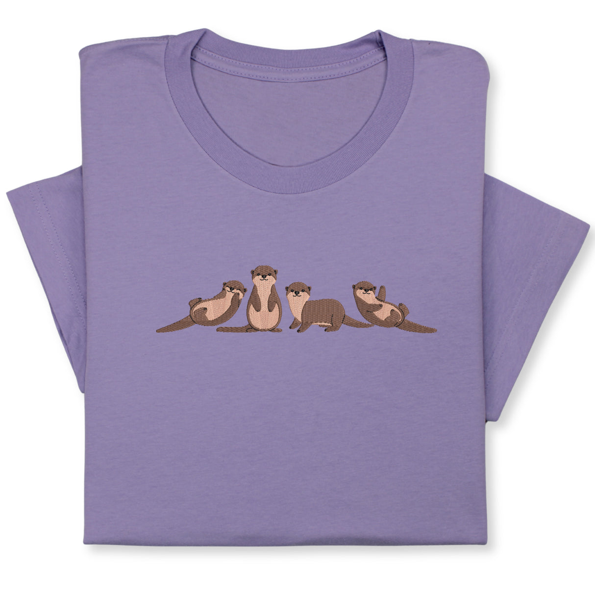 Otters Embroidered T-Shirt, Cute Otters Shirt for Animal Lovers, Playful Wildlife Tee, Nature Inspired Embroidery Gift, Unisex Otter Lover