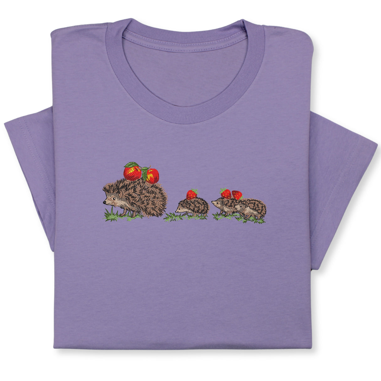 Embroidered Hedgehog Family T-Shirt, Cute Animal Nature Lover Gift