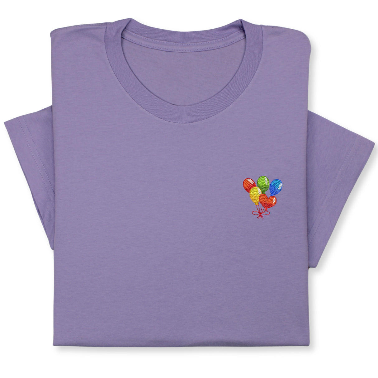 Rainbow Balloons Embroidered T-Shirt, Whimsical Party Tee, Colorful Festive Gift, Birthday Celebration Shirt, Fun Embroidery for All Ages