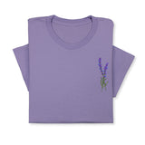 Lavender Embroidered T-Shirt, Minimalist Botanical Shirt, Floral Gift for Her, Nature Inspired Tee, Delicate Flower Embroidery