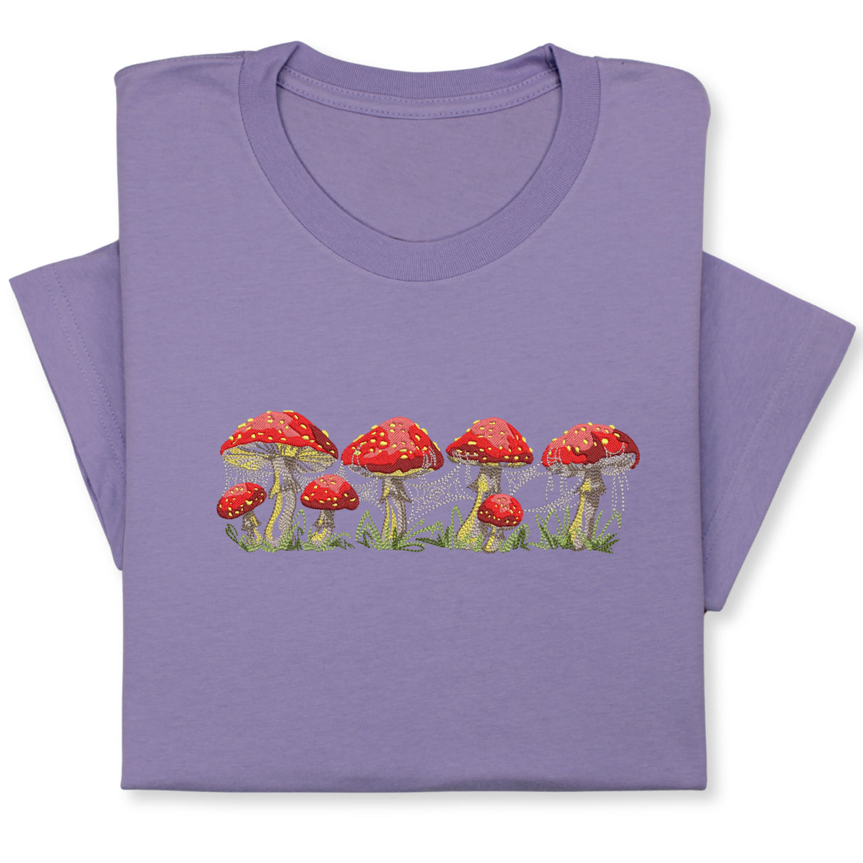 Red Mushrooms Embroidered T-Shirt, Whimsical Amanita Design, Unique Nature-Inspired Tee, Perfect Gift for Mushroom Lovers!