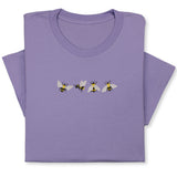 4 Bees Embroidered T-Shirt – Minimalist Insect Shirt, Cute Nature Tee, Bumblebee Lover Gift, Unisex Garden Shirt for Bee Fans & Nature Lovers