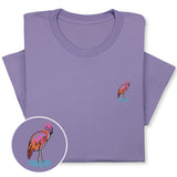 Pink Flamingo Embroidered T-shirt, Embroidered Flamingo T-shirt, Embroidered Bird T-shirt Unisex, Pink Flamingo T-Shirt Gift for Bird Lover!