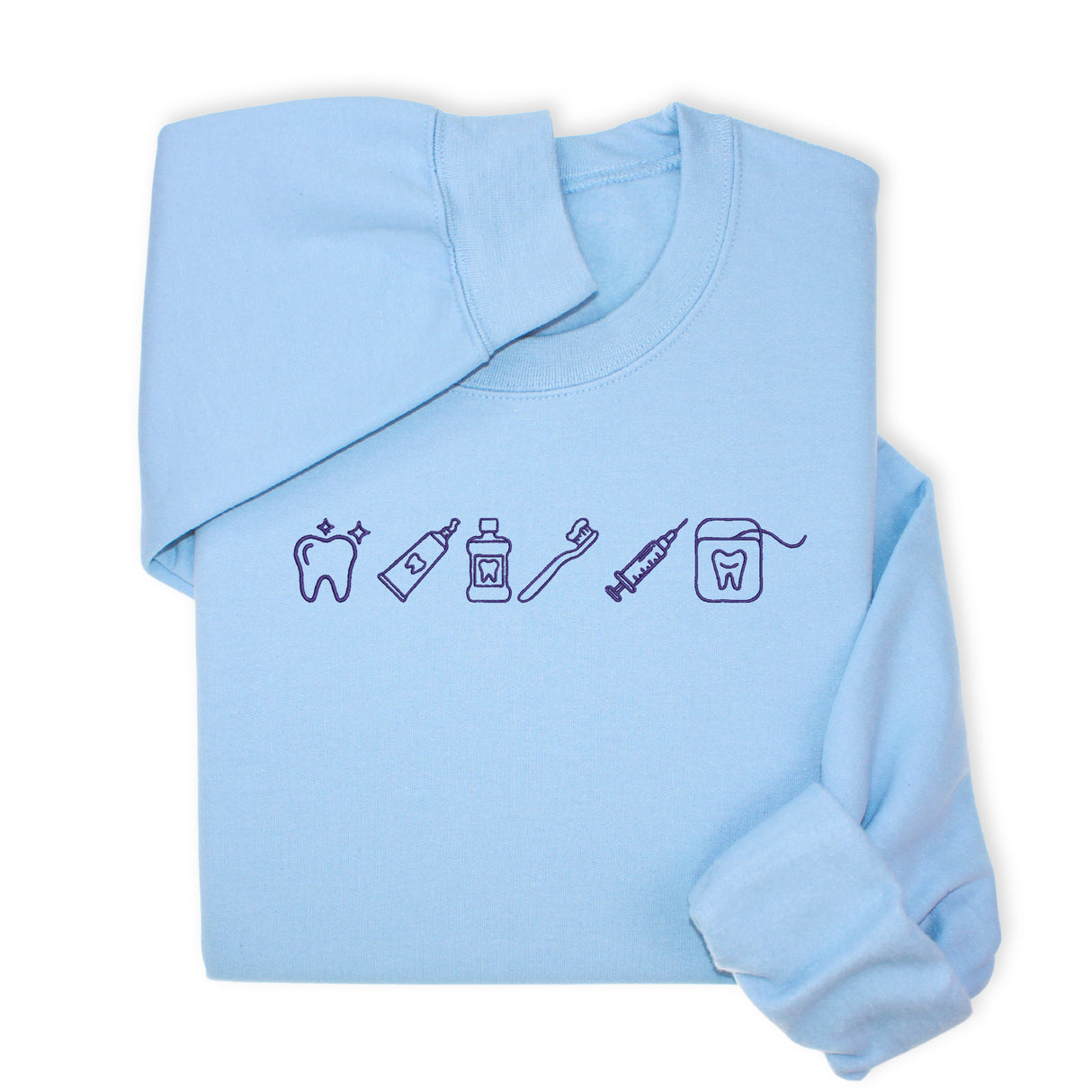 Custom Dental Embroidered Hoodie & Sweatshirt, Tooth Icons Design, Dentist Hygienist Gift, Dental Assistant Unisex Workwear