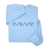 Custom Dental Embroidered Hoodie & Sweatshirt, Tooth Icons Design, Dentist Hygienist Gift, Dental Assistant Unisex Workwear