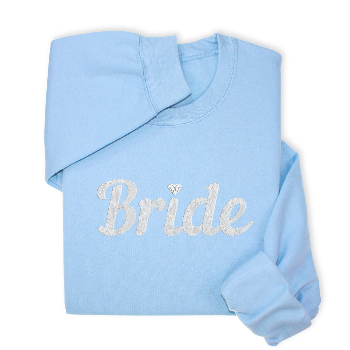Bride Hoodie & Sweatshirt with Silver Thread Embroidery – Elegant Bridal Pullover, Diamond Detail, Bachelorette Gift, Wedding Morning Outfit