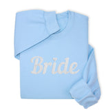 Bride Hoodie & Sweatshirt with Silver Thread Embroidery – Elegant Bridal Pullover, Diamond Detail, Bachelorette Gift, Wedding Morning Outfit