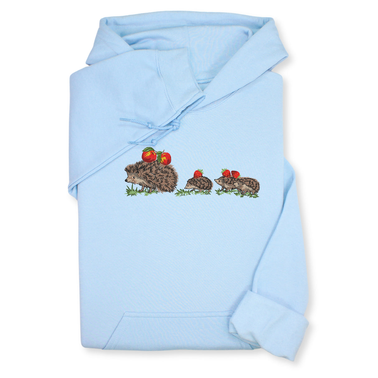 Hedgehog Family Embroidered Hoodie & Sweatshirt, Cute Forest Animal Top, Whimsical Nature Lover Gift, Woodland Wildlife Unisex Apparel