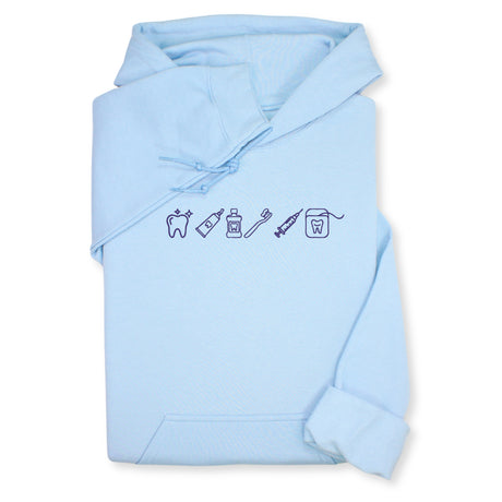 Custom Dental Embroidered Hoodie & Sweatshirt, Tooth Icons Design, Dentist Hygienist Gift, Dental Assistant Unisex Workwear