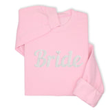 Bride Hoodie & Sweatshirt with Silver Thread Embroidery – Elegant Bridal Pullover, Diamond Detail, Bachelorette Gift, Wedding Morning Outfit