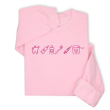 Custom Dental Embroidered Hoodie & Sweatshirt, Tooth Icons Design, Dentist Hygienist Gift, Dental Assistant Unisex Workwear