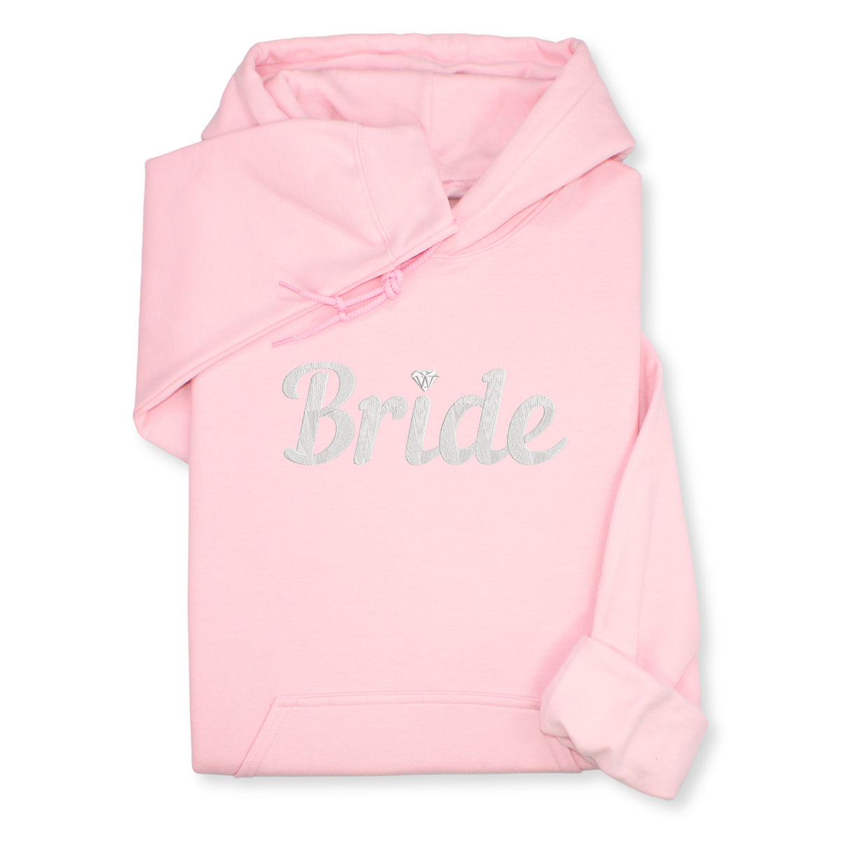 Bride Hoodie & Sweatshirt with Silver Thread Embroidery – Elegant Bridal Pullover, Diamond Detail, Bachelorette Gift, Wedding Morning Outfit