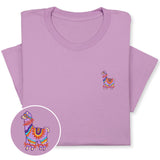Colorful Llama Embroidered T-Shirt, Cute Alpaca Graphic Tee, Boho Animal Shirt, Fun Andean Wildlife Gift for Her & Him, Festival Style Top