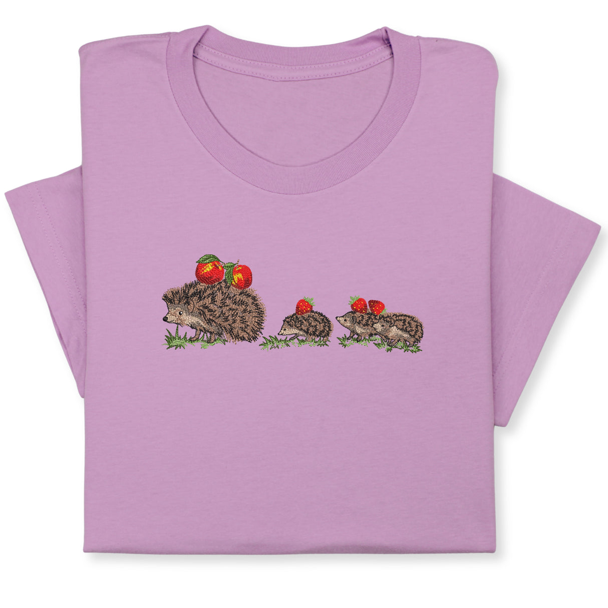 Embroidered Hedgehog Family T-Shirt, Cute Animal Nature Lover Gift