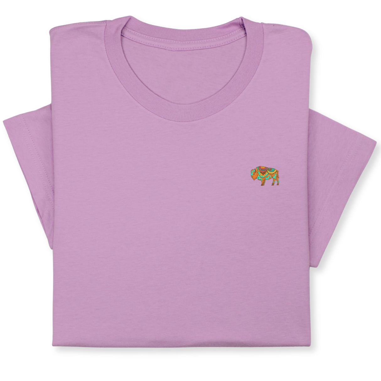 Colorful Bison Embroidered T-Shirt, Boho Western Buffalo Tee, Native American Style Shirt, Cowgirl Gift, Tribal Animal Design