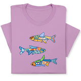 Colorful Fish Printed T-Shirt – Nautical Ocean Patchwork Tee, Sea Life Coastal Gift, Unique Marine-Inspired Beach Shirt, Unisex Summer Outfit