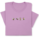 4 Bees Embroidered T-Shirt – Minimalist Insect Shirt, Cute Nature Tee, Bumblebee Lover Gift, Unisex Garden Shirt for Bee Fans & Nature Lovers