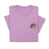 Mouse & Berry Embroidered T-Shirt, Cute Garden Animal Tee, Whimsical Nature Shirt, Funny Rodent Embroidery Gift for Her & Him
