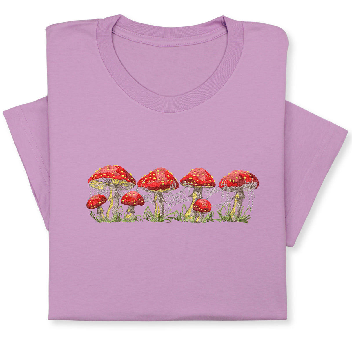 Red Mushrooms Embroidered T-Shirt, Whimsical Amanita Design, Unique Nature-Inspired Tee, Perfect Gift for Mushroom Lovers!