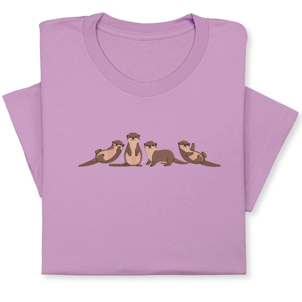 Otters Embroidered T-Shirt, Cute Otters Shirt for Animal Lovers, Playful Wildlife Tee, Nature Inspired Embroidery Gift, Unisex Otter Lover