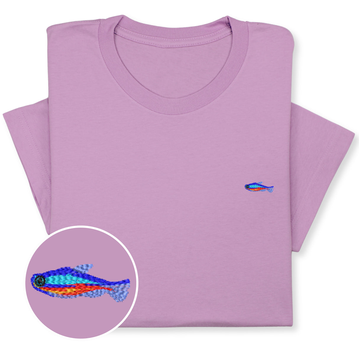 Tiny Fish Embroidered T-Shirt, Minimalist Aquatic Animal Tee, Small Fish Design Shirt, Ocean-Inspired Gift, Cute Sea Life Unisex Cotton Tee