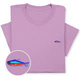 Tiny Fish Embroidered T-Shirt, Minimalist Aquatic Animal Tee, Small Fish Design Shirt, Ocean-Inspired Gift, Cute Sea Life Unisex Cotton Tee