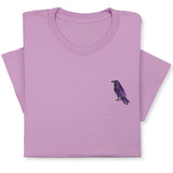 Raven Embroidered T-Shirt | Unisex Crewneck Tee | Nature-Inspired Bird Design | Unique Black Raven Gift for Bird Enthusiasts!