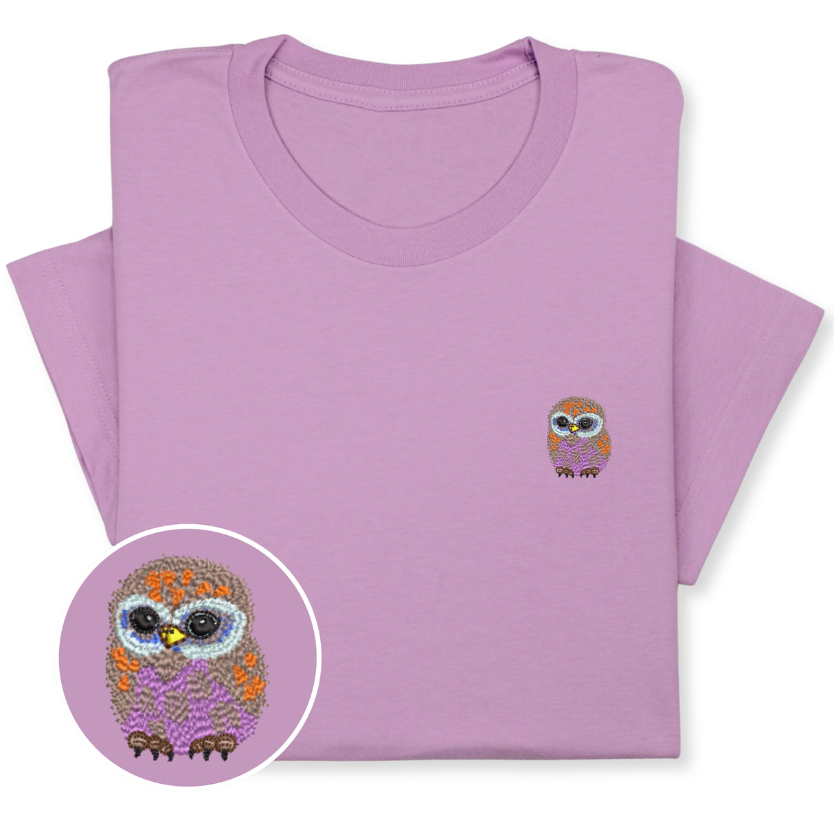 Cute Owl Embroidered T-Shirt, Whimsical Bird Lover Gift, Small Animal Embroidery Tee, Cozy Nature-Inspired Shirt