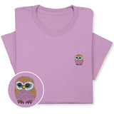 Cute Owl Embroidered T-Shirt, Whimsical Bird Lover Gift, Small Animal Embroidery Tee, Cozy Nature-Inspired Shirt