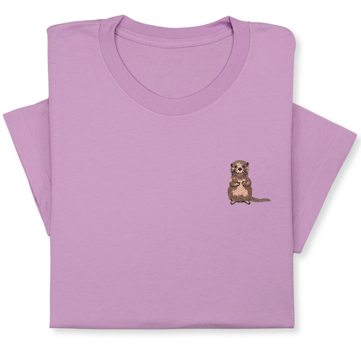 Otter Embroidered T-Shirt, Cute Animal Design Tee, Playful Wildlife Gift, Cozy Nature Inspired Shirt Whimsical Embroidery for Animal Lovers