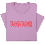 MAMA Print T-Shirt, Bold Red Heart Pattern Design, Cute Graphic Tee for Mom, Mother's Day Gift, Whimsical Mama Shirt for Her