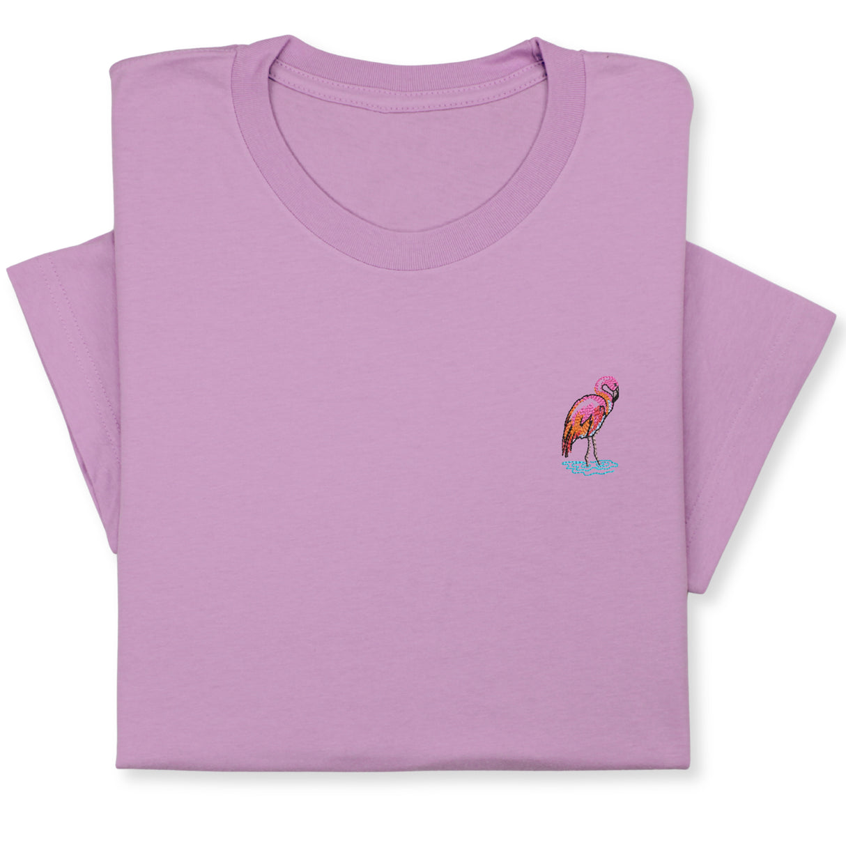 Pink Flamingo Embroidered T-shirt, Embroidered Flamingo T-shirt, Embroidered Bird T-shirt Unisex, Pink Flamingo T-Shirt Gift for Bird Lover!