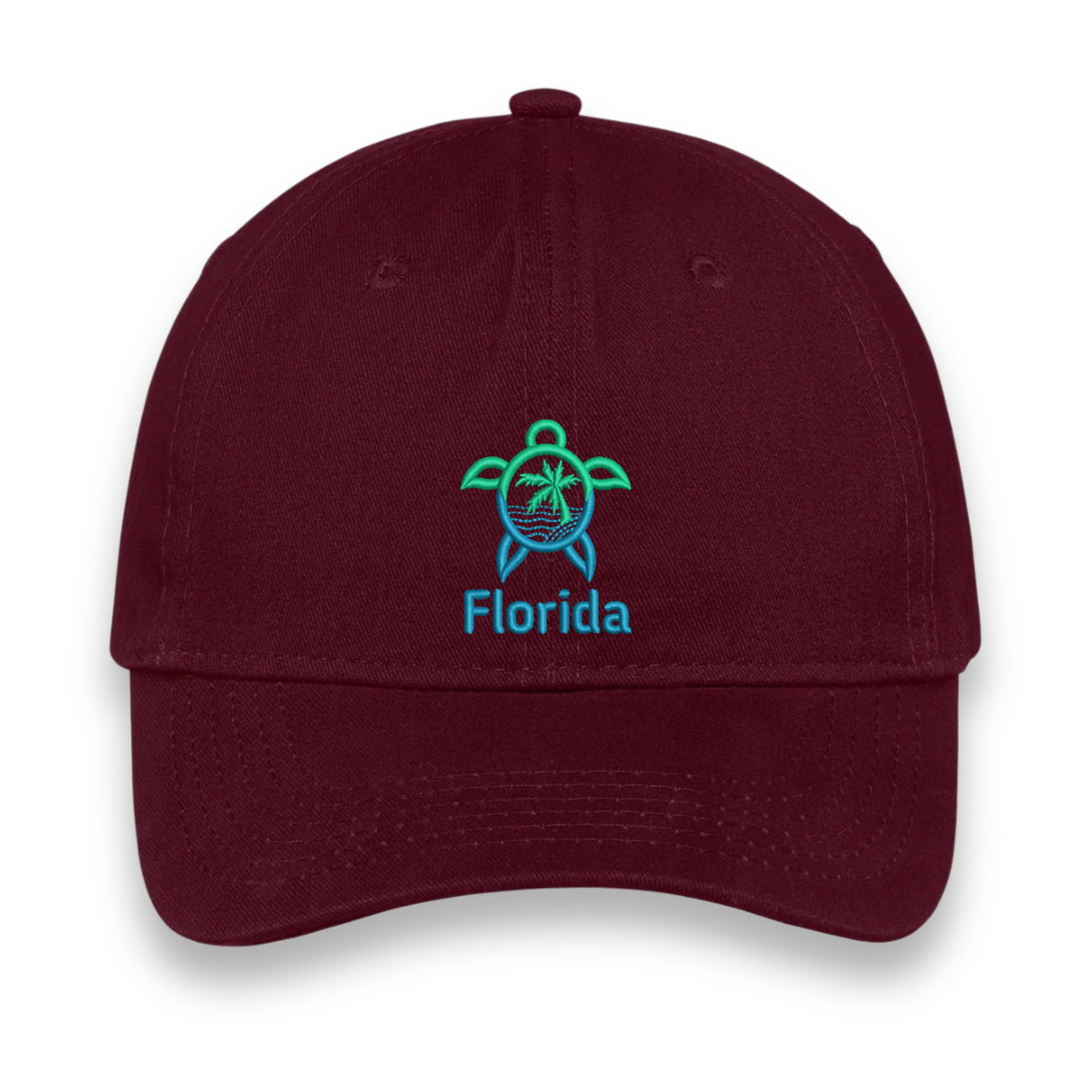 Florida Turtle Embroidered Hat, Sea Life Beach Cap, Unisex Coastal Gift, Vacation Souvenir Baseball Hat, Nature-Inspired Design
