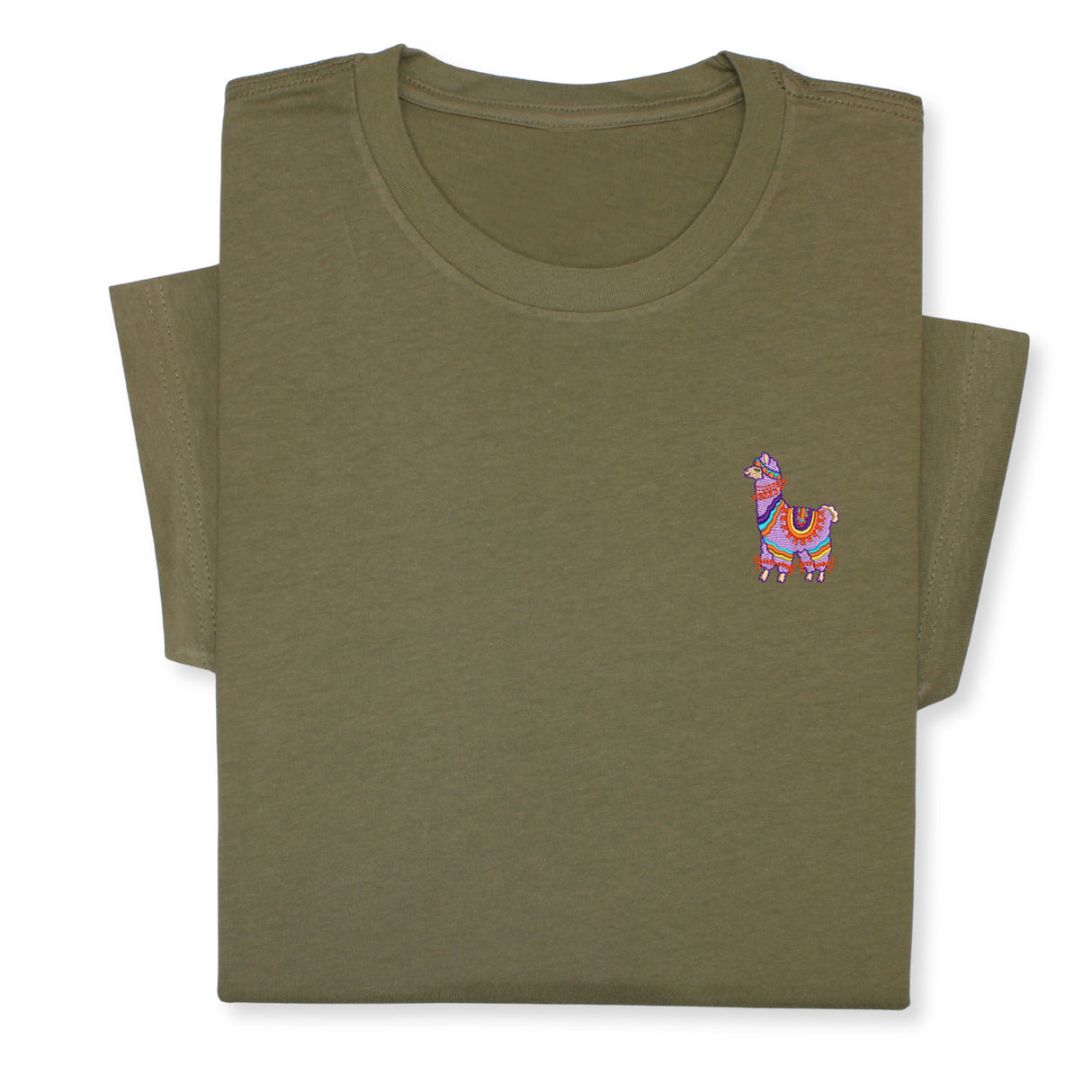 Colorful Llama Embroidered T-Shirt, Cute Alpaca Graphic Tee, Boho Animal Shirt, Fun Andean Wildlife Gift for Her & Him, Festival Style Top