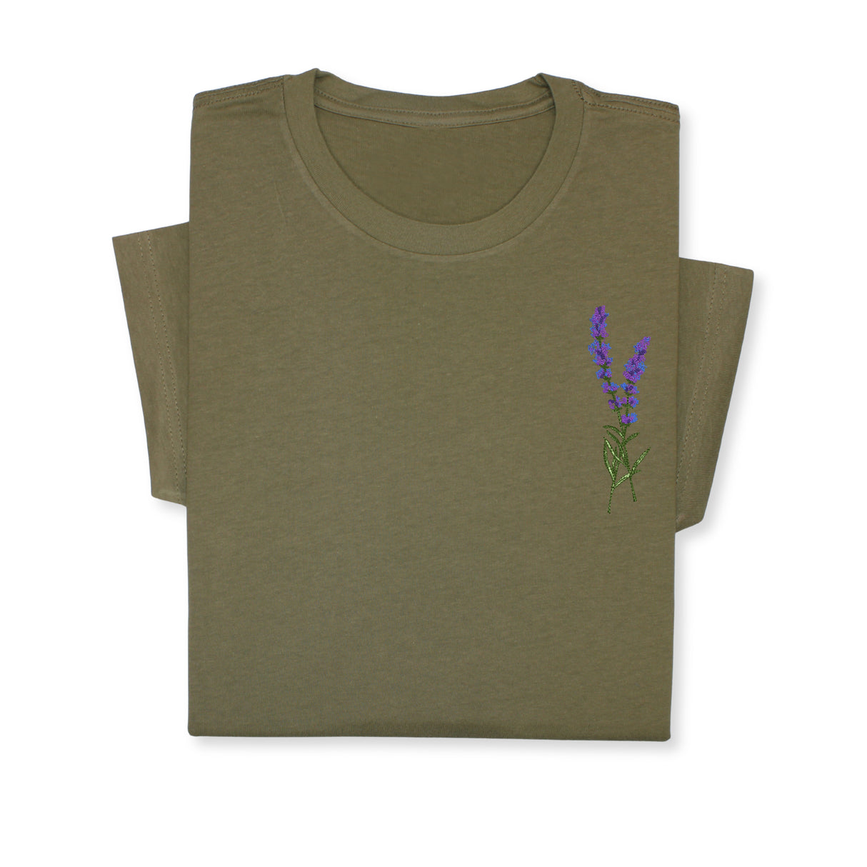 Lavender Embroidered T-Shirt, Minimalist Botanical Shirt, Floral Gift for Her, Nature Inspired Tee, Delicate Flower Embroidery